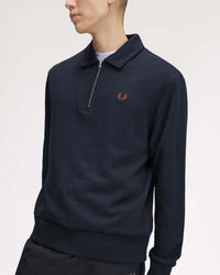 Fred Perry Half Zip Collared Sweat - Navy