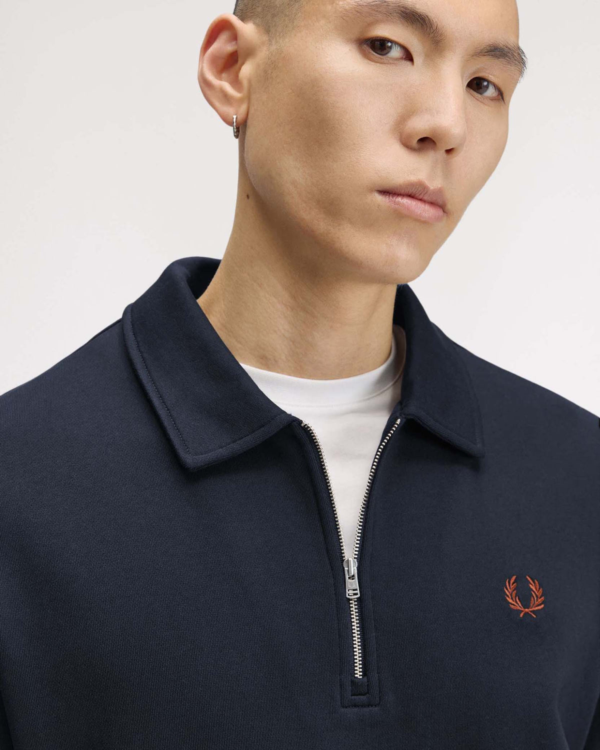 Fred Perry Half Zip Collared Sweat - Navy