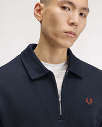 Fred Perry Half Zip Collared Sweat - Navy
