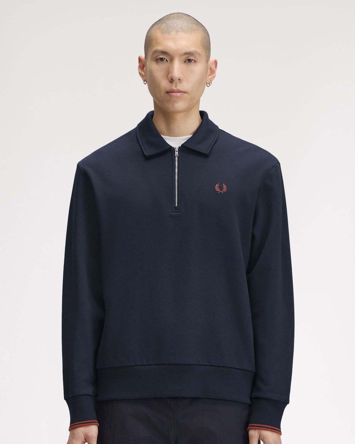 Fred Perry Half Zip Collared Sweat - Navy
