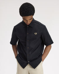 Fred Perry Basket Weave Beach Shirt - Black