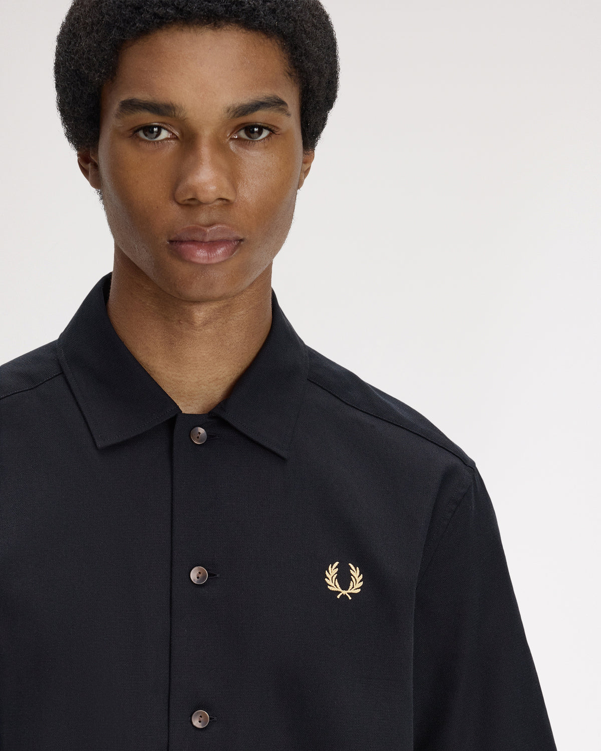 Fred Perry Basket Weave Beach Shirt - Black