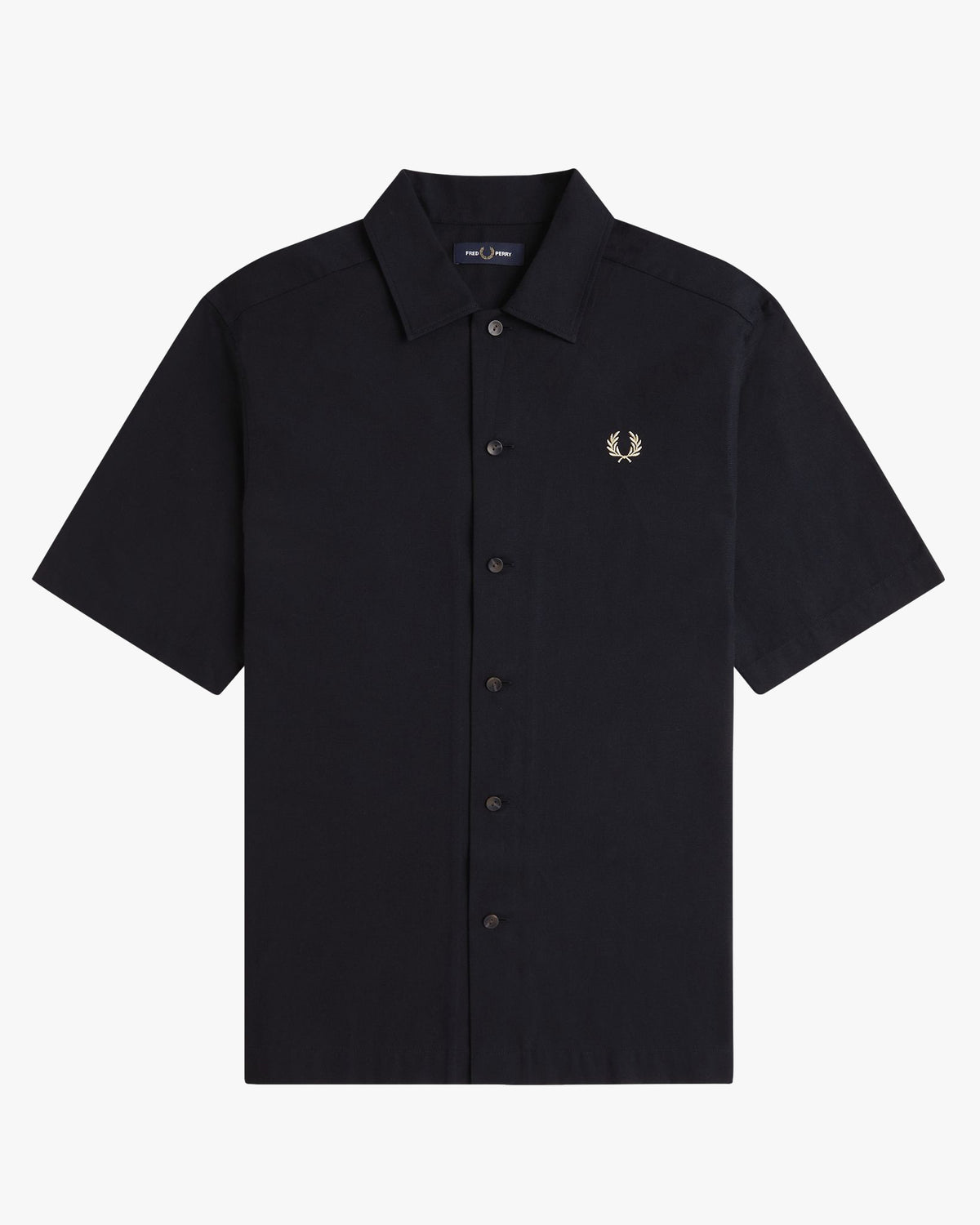 Fred Perry Basket Weave Beach Shirt - Black