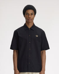 Fred Perry Basket Weave Beach Shirt - Black