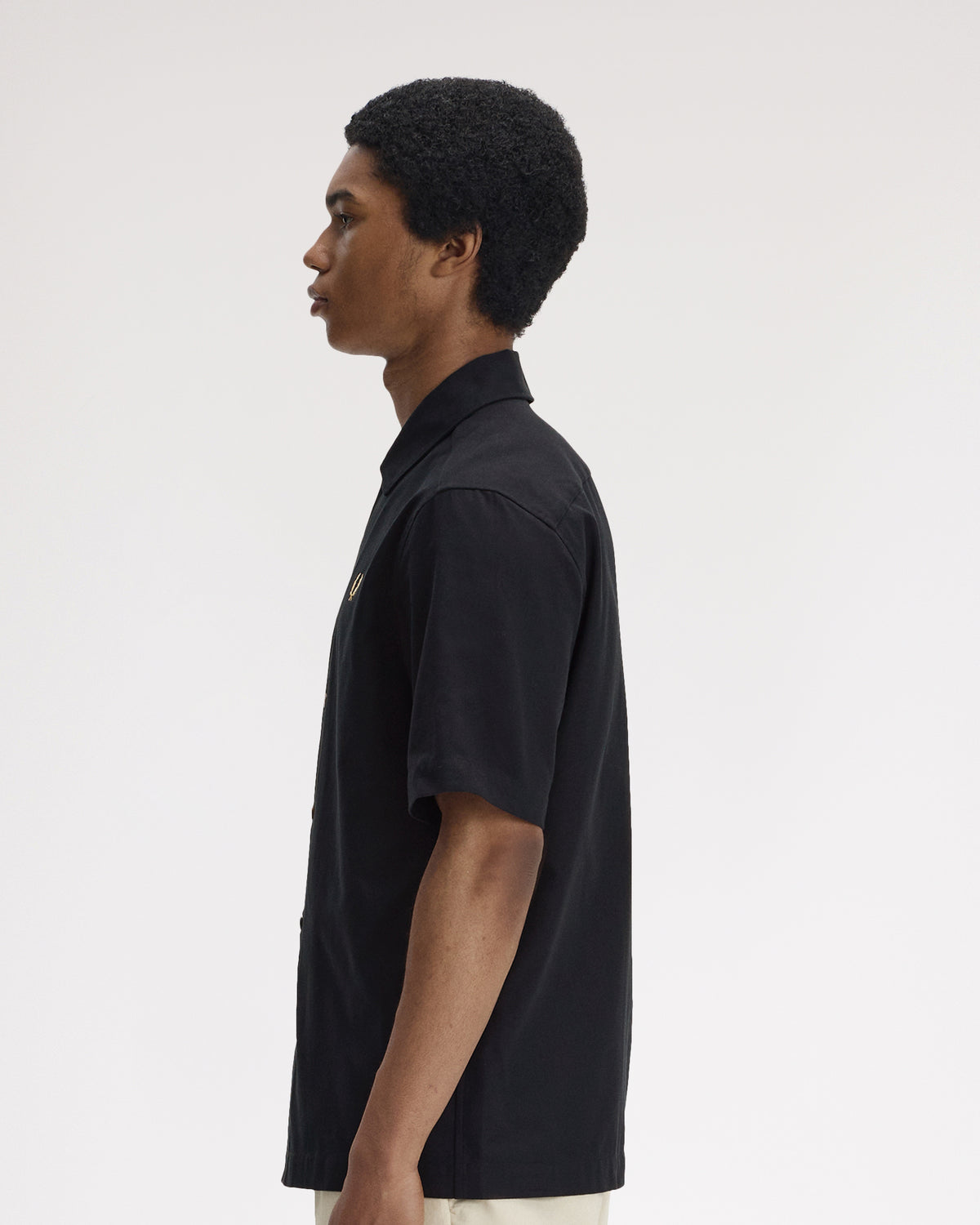 Fred Perry Basket Weave Beach Shirt - Black
