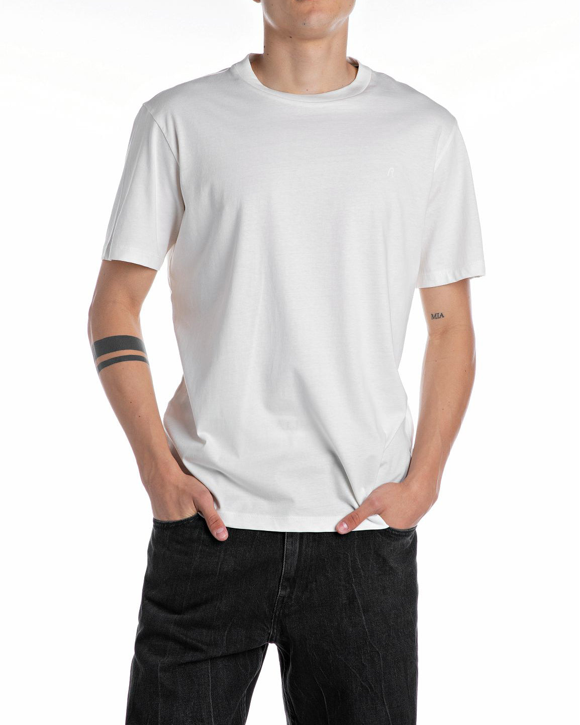 Replay Crew Neck Tee - Natural White | Replay T Shirts | JEANSTORE
