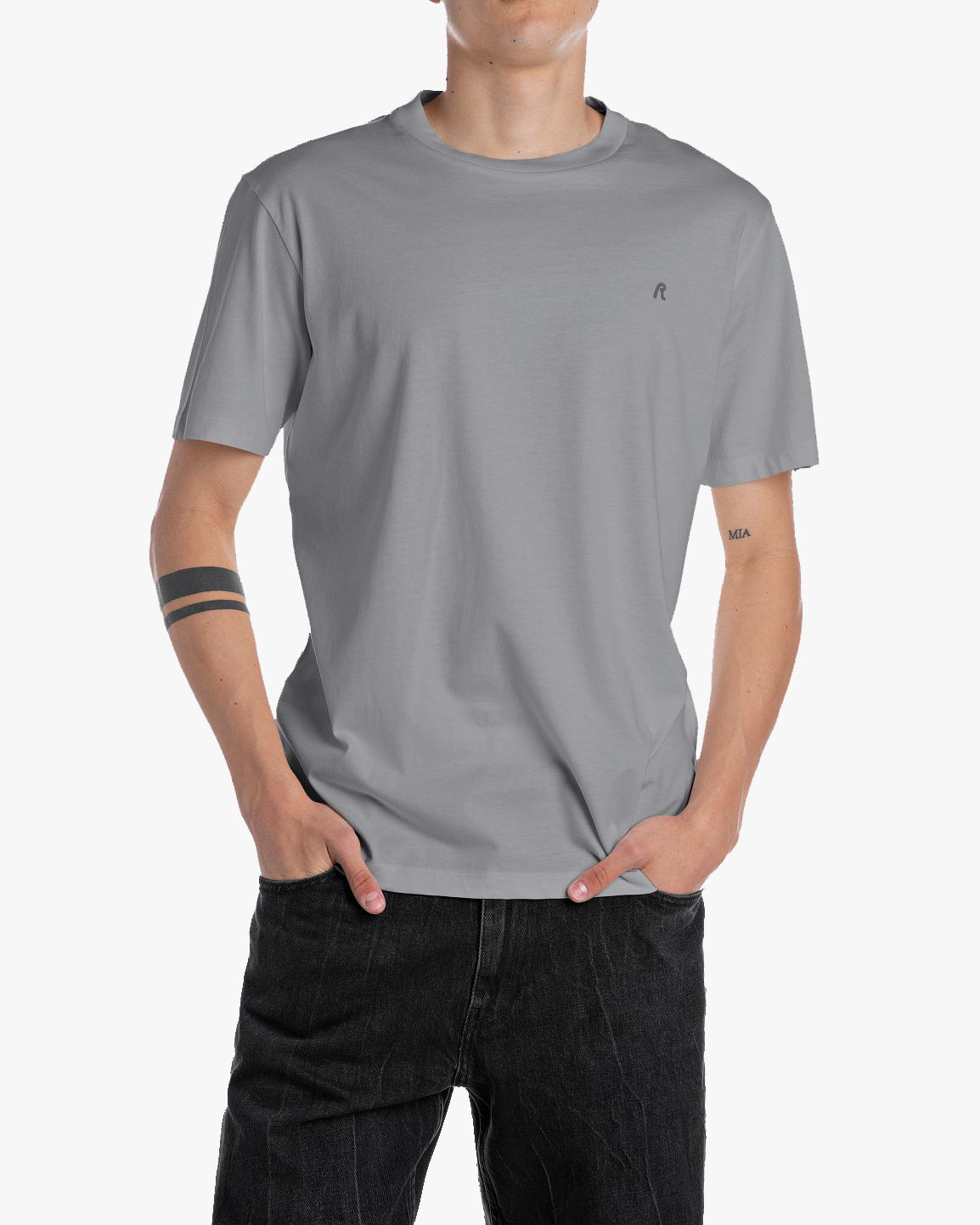 Replay Crew Neck Tee - Lead Grey | Replay T Shirts | JEANSTORE