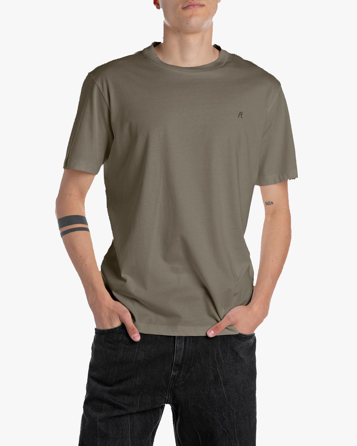 Replay Crew Neck Tee - Mud Green | Replay T Shirts | JEANSTORE