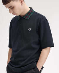 Fred Perry Tartan Collar Polo Shirt - Navy