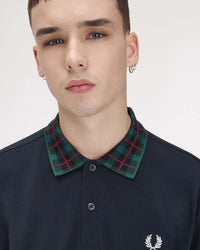 Fred Perry Tartan Collar Polo Shirt - Navy