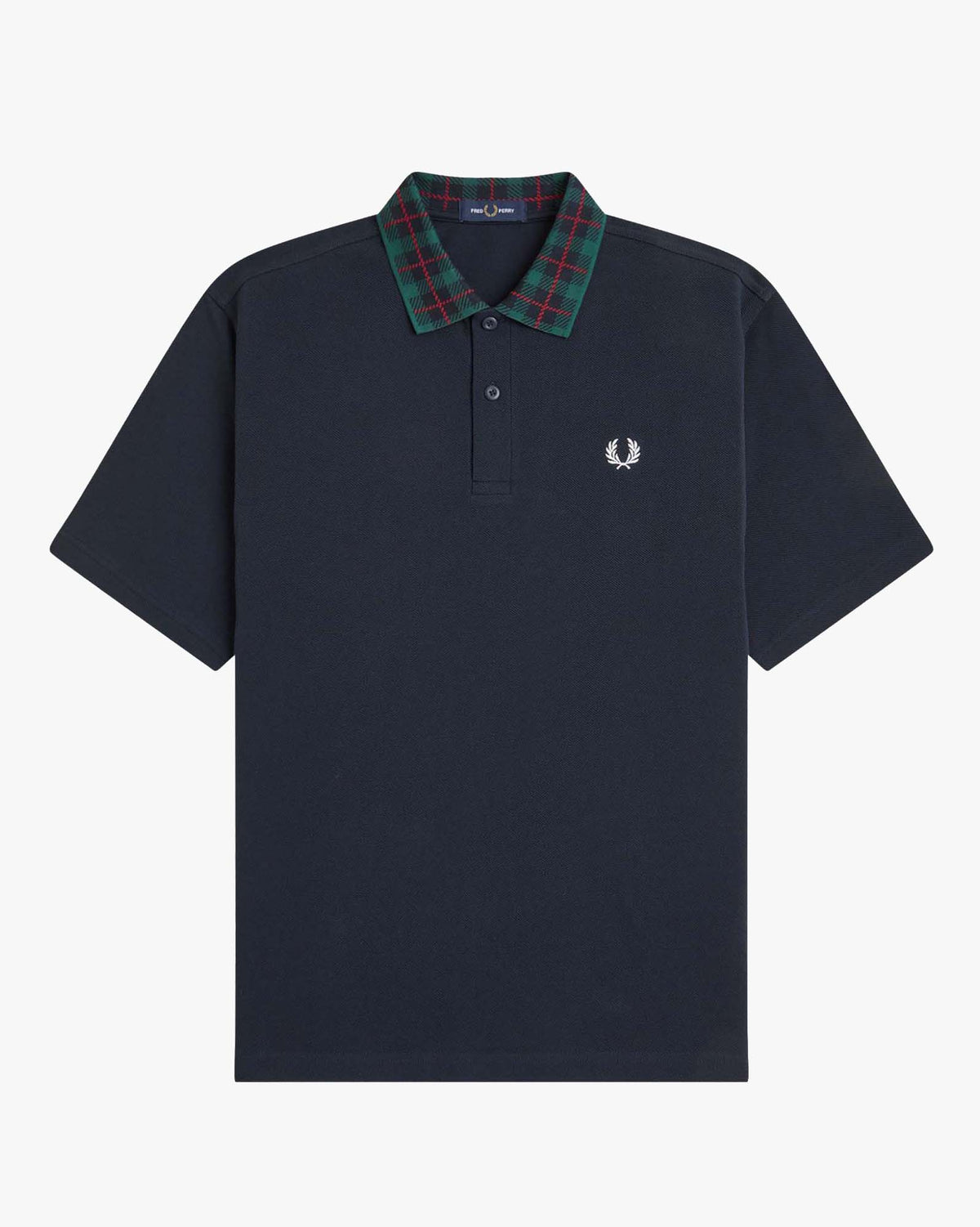 Fred Perry Tartan Collar Polo Shirt - Navy