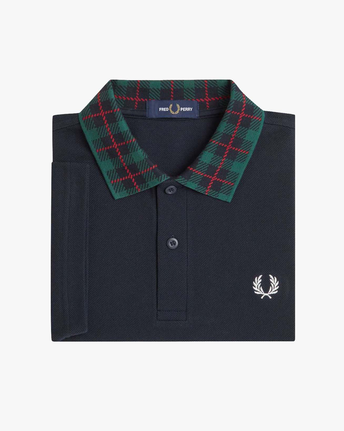 Fred Perry Tartan Collar Polo Shirt - Navy