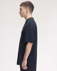 Fred Perry Tartan Collar Polo Shirt - Navy