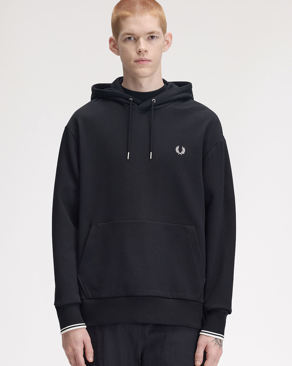Fred Perry Tipped Hooded Sweat - Black