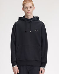 Fred Perry Tipped Hooded Sweat - Black