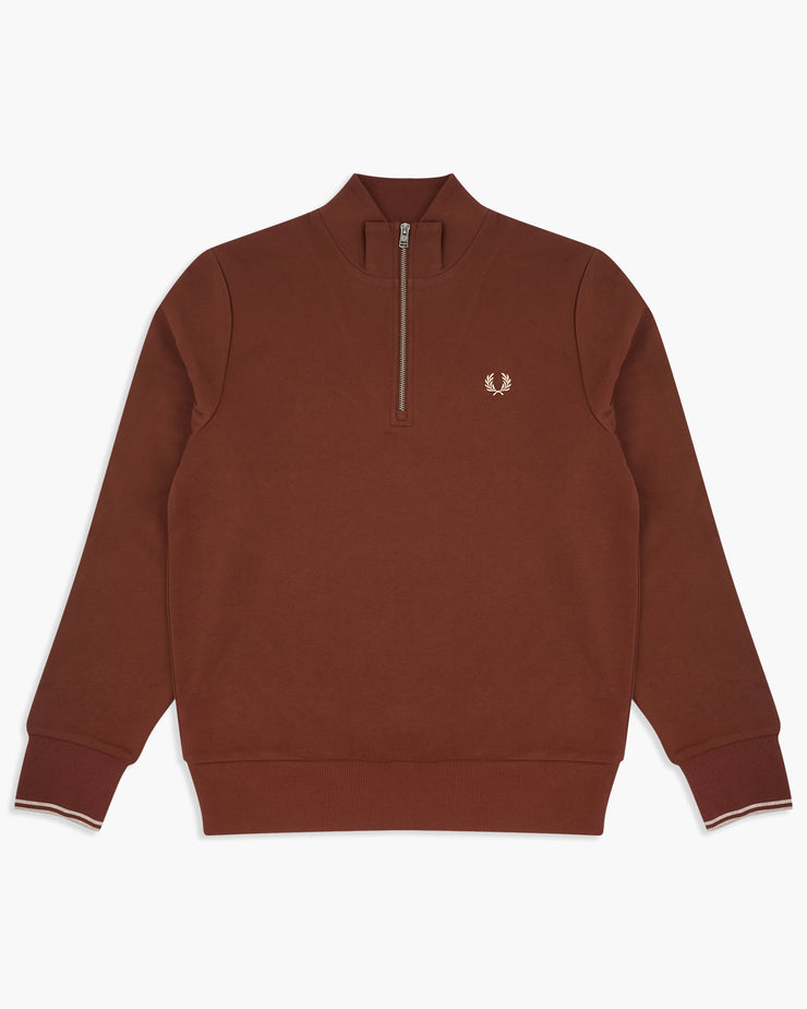 Fred Perry Half Zip Sweatshirt - Whisky Brown / Porridge Marl | Fred Perry Sweaters & Knitwear | JEANSTORE