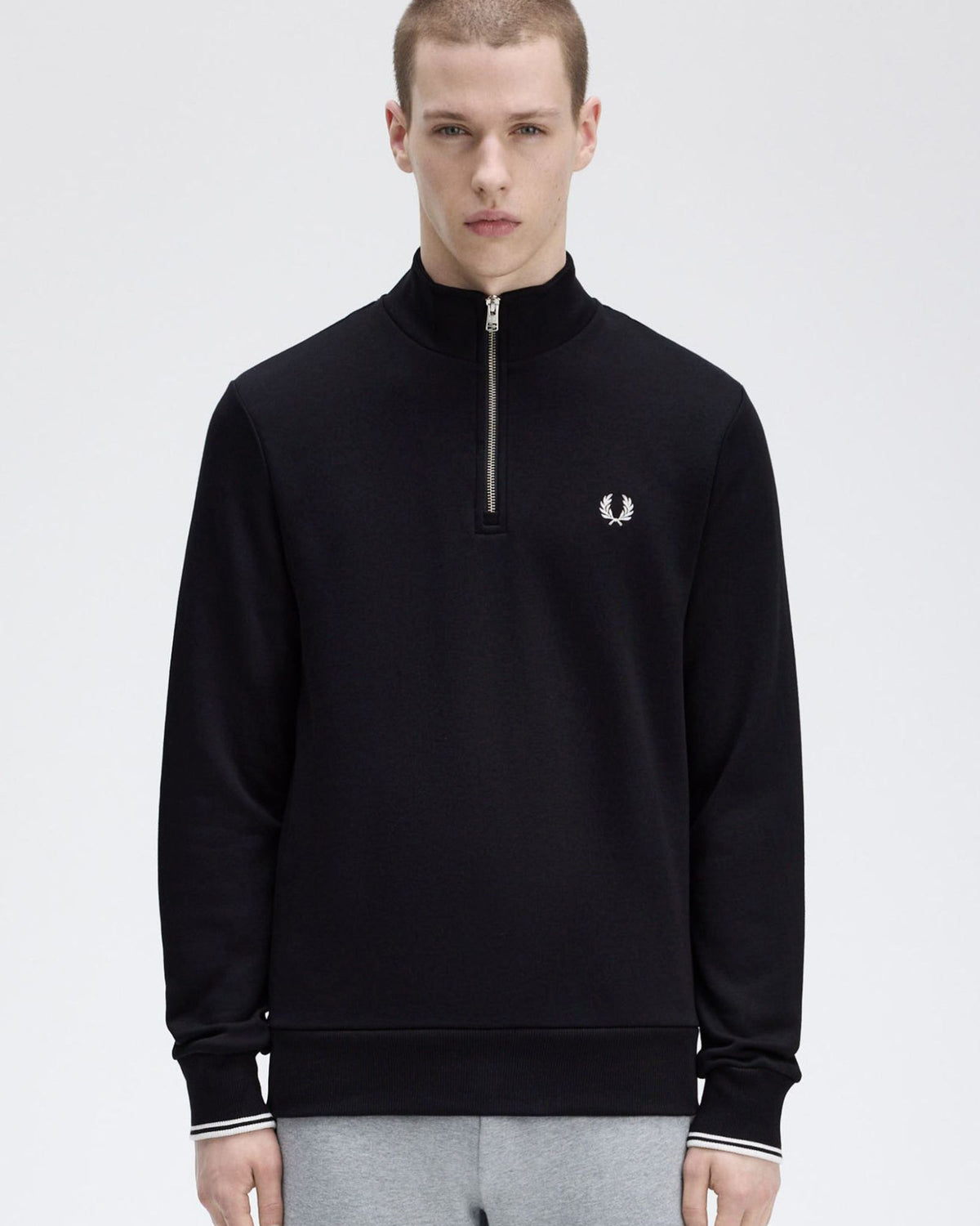Fred Perry Half Zip Sweatshirt - Black | Fred Perry Sweaters & Knitwear | JEANSTORE