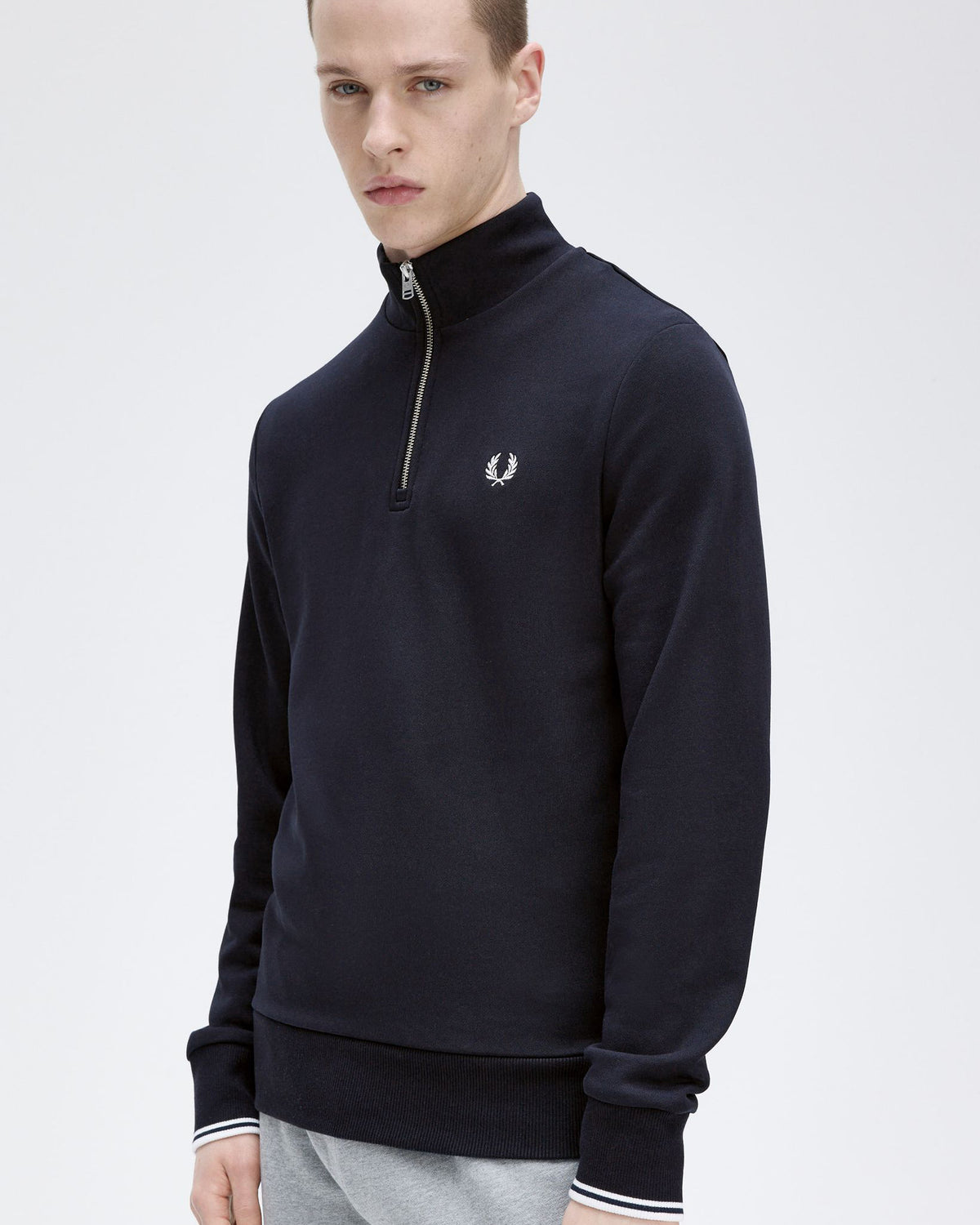 Fred Perry Half Zip Sweatshirt - Navy | Fred Perry Sweaters & Knitwear | JEANSTORE