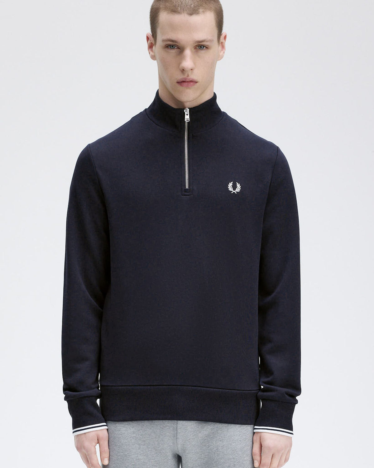 Fred Perry Half Zip Sweatshirt - Navy | Fred Perry Sweaters & Knitwear | JEANSTORE