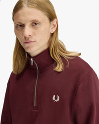 Fred Perry Half Zip Sweatshirt - Oxblood / Ecru
