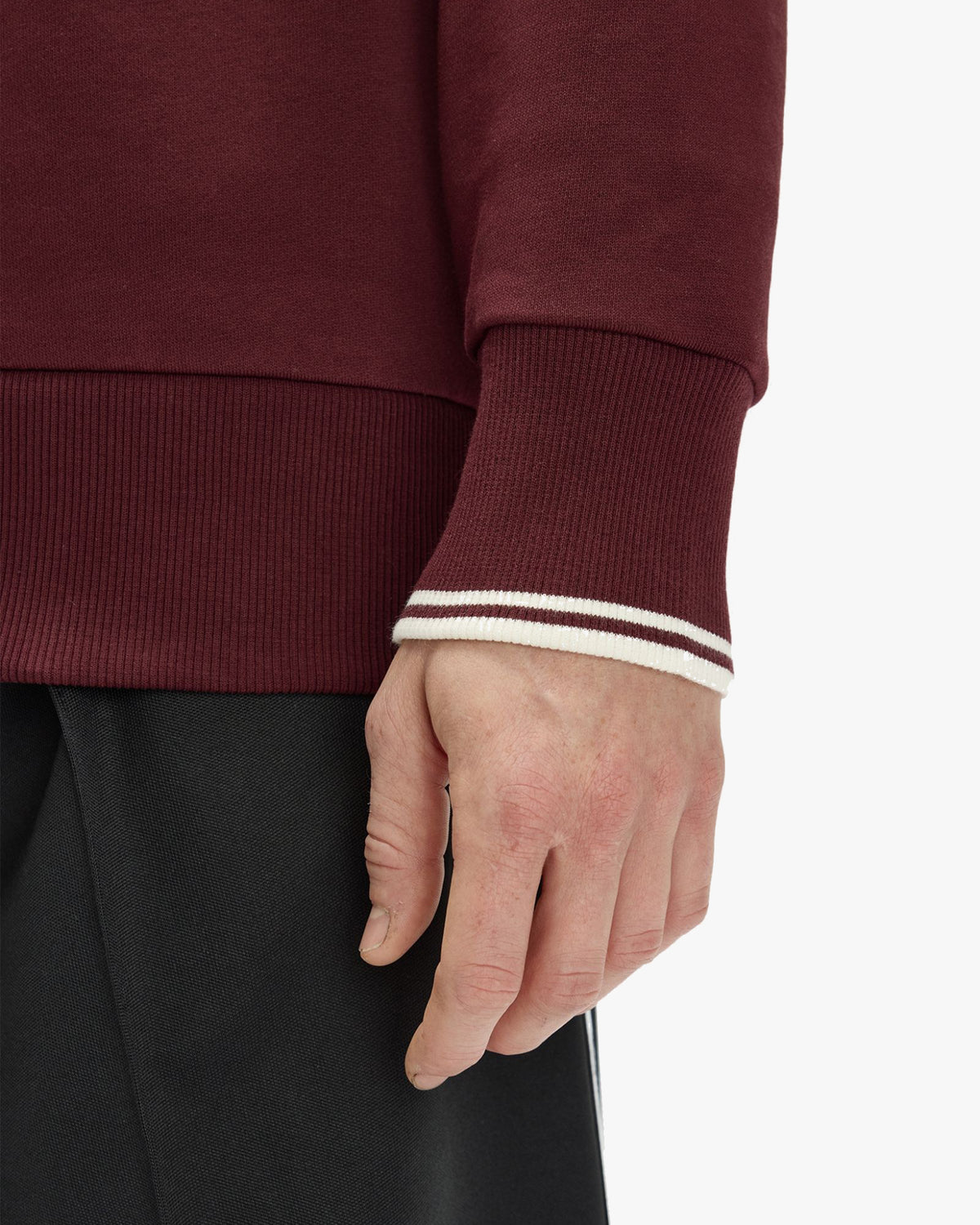 Fred Perry Half Zip Sweatshirt - Oxblood / Ecru