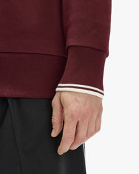 Fred Perry Half Zip Sweatshirt - Oxblood / Ecru
