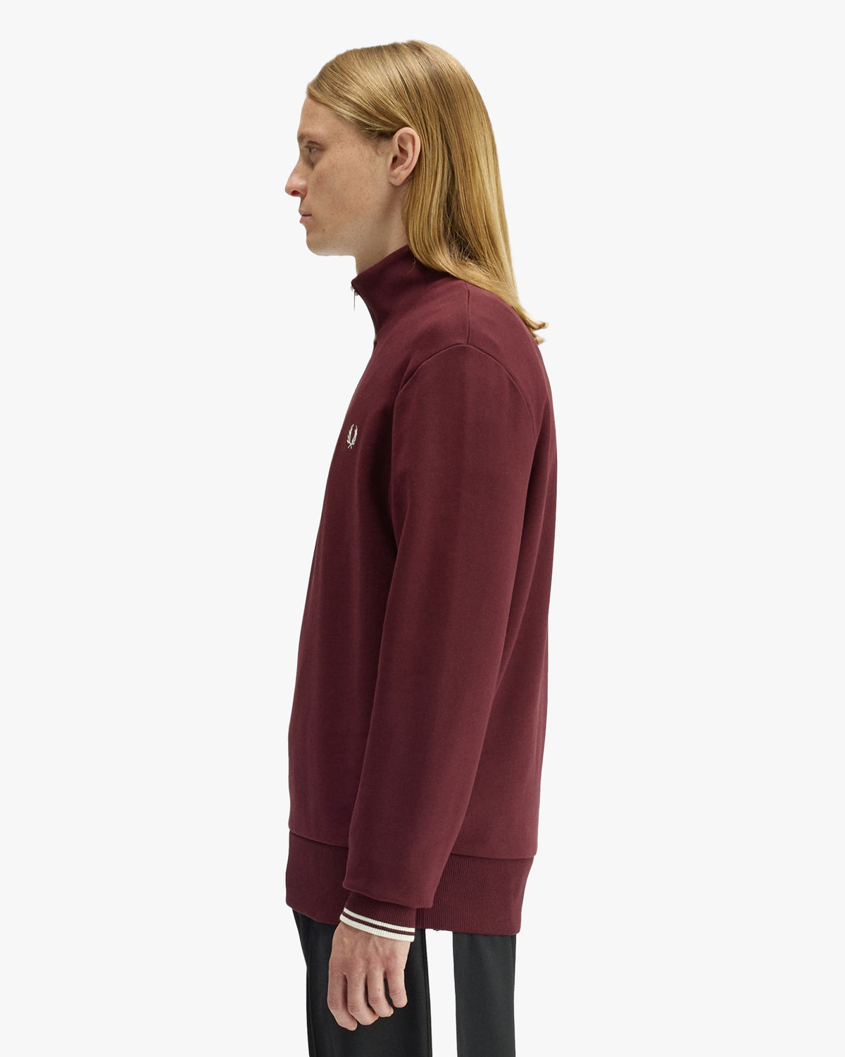 Fred Perry Half Zip Sweatshirt - Oxblood / Ecru