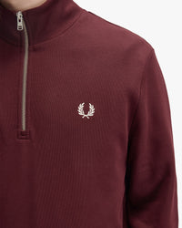 Fred Perry Half Zip Sweatshirt - Oxblood / Ecru