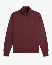 Fred Perry Half Zip Sweatshirt - Oxblood / Ecru