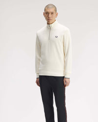 Fred Perry Half Zip Sweatshirt - Ecru / Seagrass / Dark Airforce