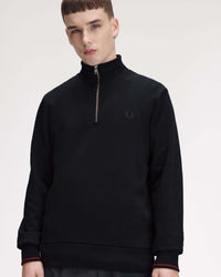 Fred Perry Half Zip Sweatshirt - Navy / Brandy / Rich Brown