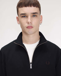 Fred Perry Half Zip Sweatshirt - Navy / Brandy / Rich Brown
