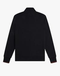 Fred Perry Half Zip Sweatshirt - Navy / Brandy / Rich Brown