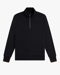 Fred Perry Half Zip Sweatshirt - Navy / Brandy / Rich Brown