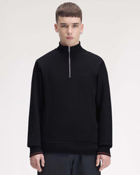 Fred Perry Half Zip Sweatshirt - Navy / Brandy / Rich Brown