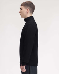 Fred Perry Half Zip Sweatshirt - Navy / Brandy / Rich Brown