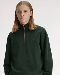 Fred Perry Half Zip Sweatshirt - Grassroots / Stockport Blue / Oxblood
