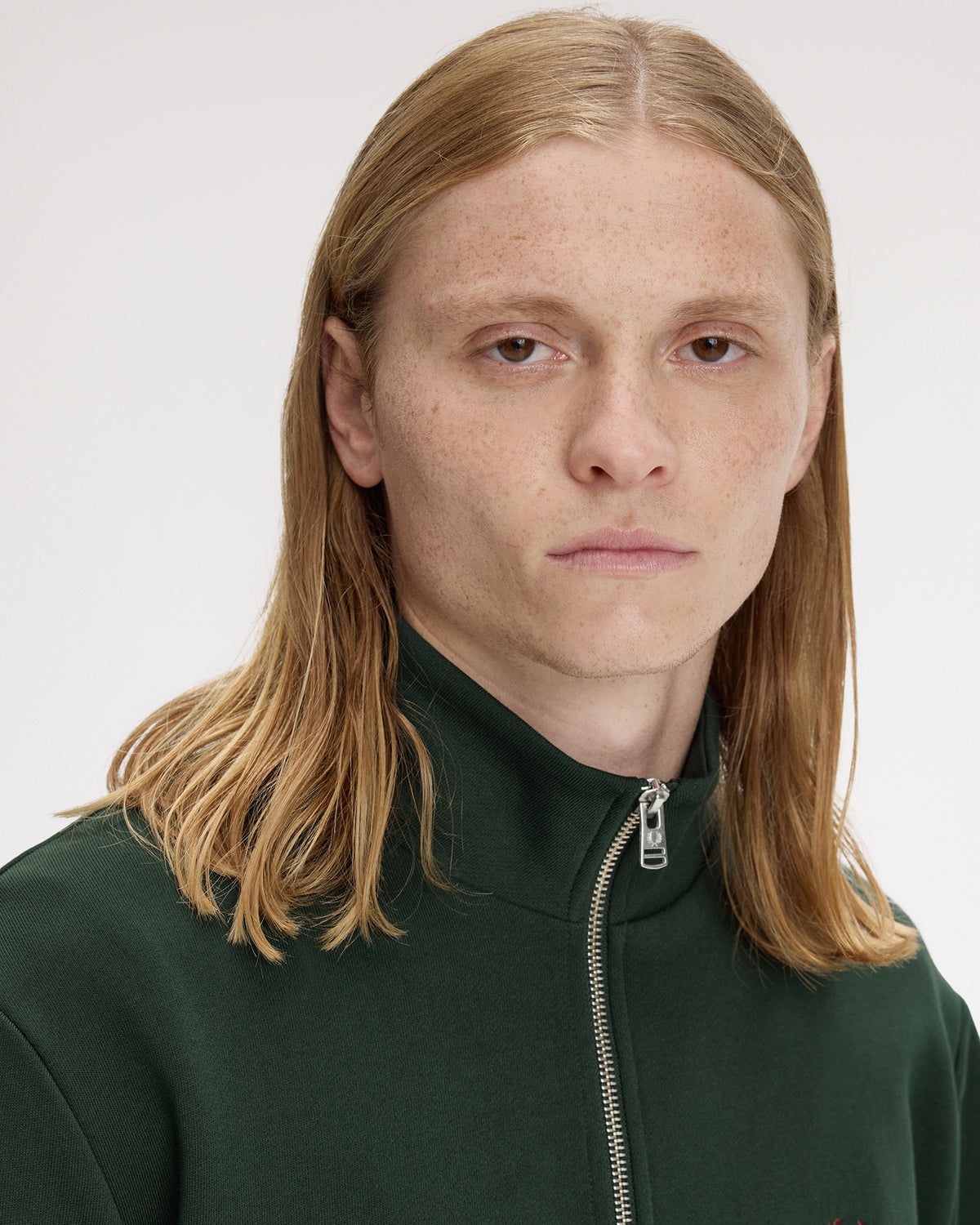 Fred Perry Half Zip Sweatshirt - Grassroots / Stockport Blue / Oxblood