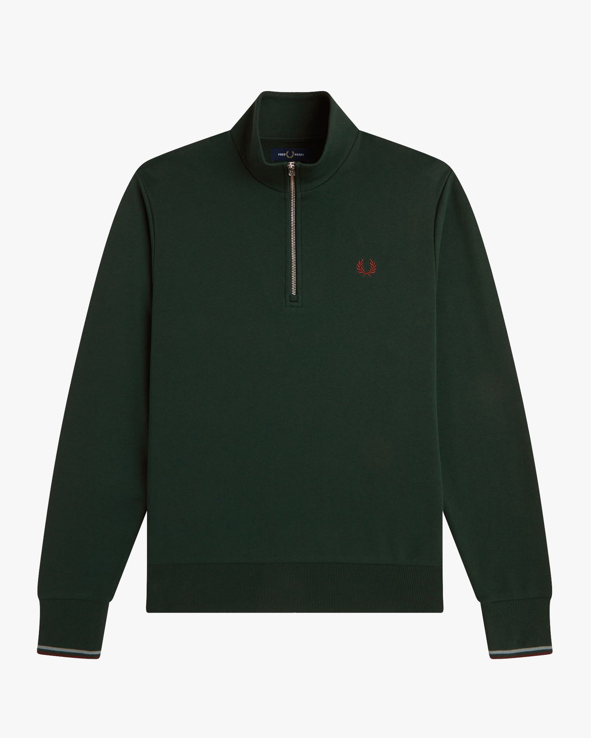 Fred Perry Half Zip Sweatshirt - Grassroots / Stockport Blue / Oxblood