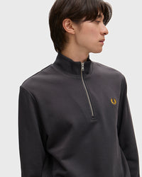 Fred Perry Half Zip Sweatshirt - Anchor Grey / Golden