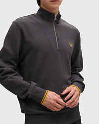 Fred Perry Half Zip Sweatshirt - Anchor Grey / Golden