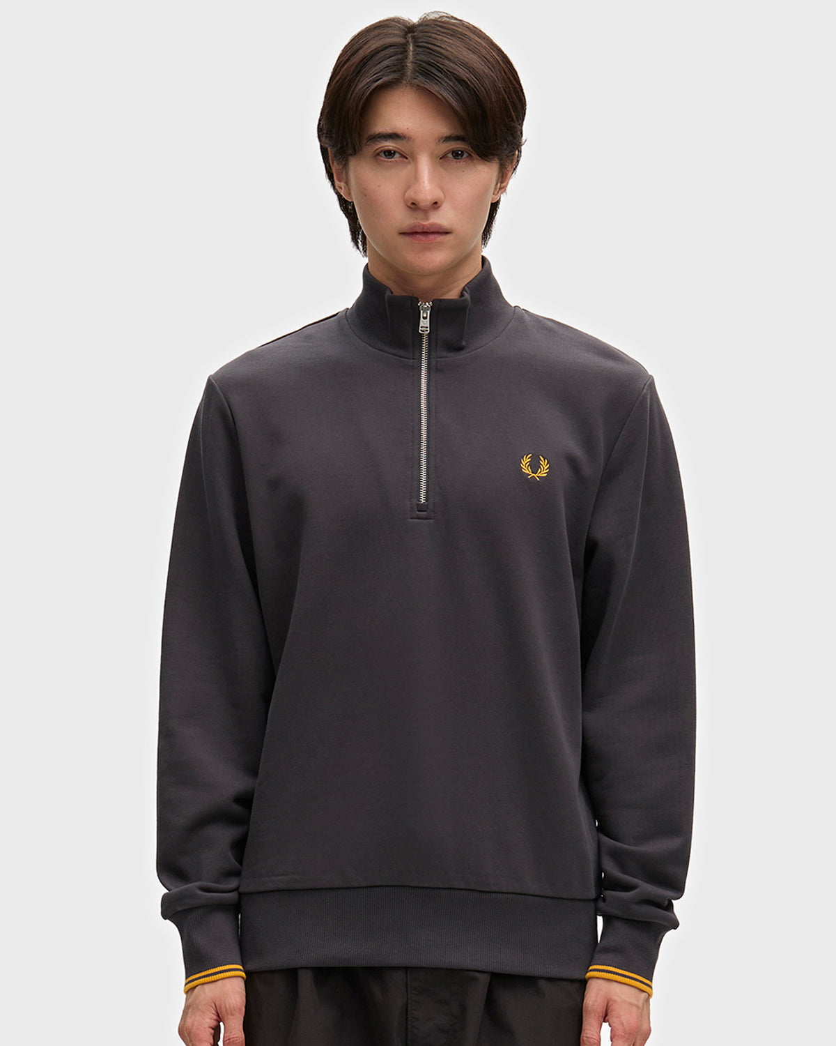 Fred Perry Half Zip Sweatshirt - Anchor Grey / Golden