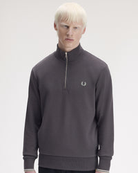 Fred Perry Half Zip Sweatshirt - Anchor Grey / Ecru / Seagrass