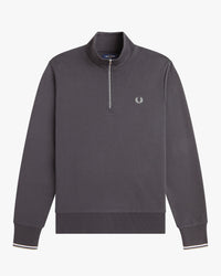 Fred Perry Half Zip Sweatshirt - Anchor Grey / Ecru / Seagrass