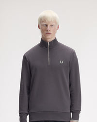 Fred Perry Half Zip Sweatshirt - Anchor Grey / Ecru / Seagrass