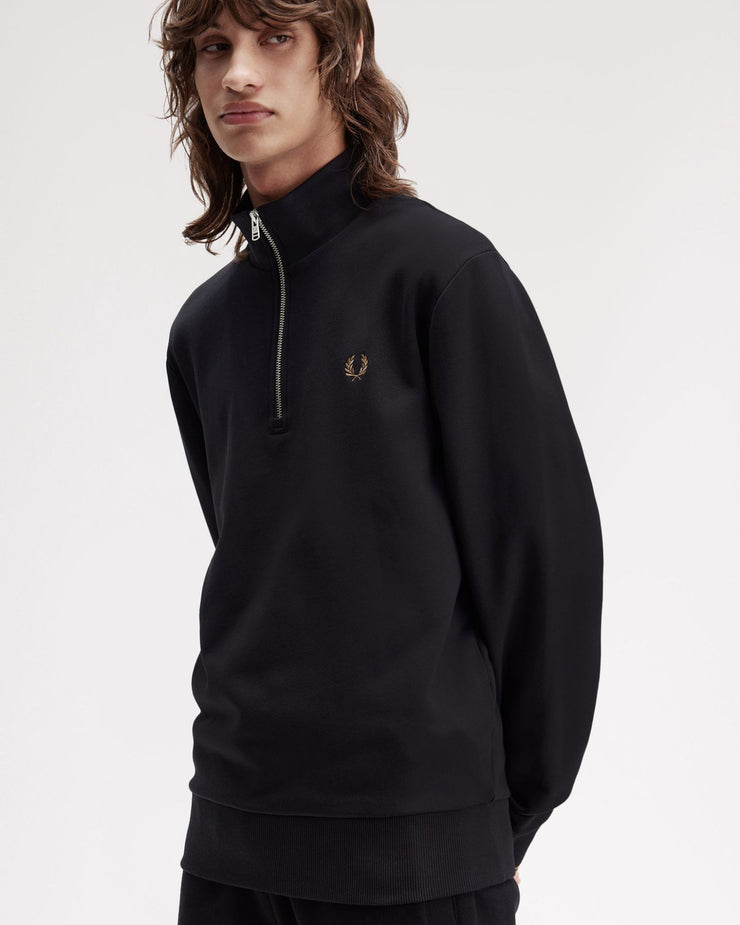 Fred Perry Half Zip Sweatshirt Black Shaded Stone - Main Image