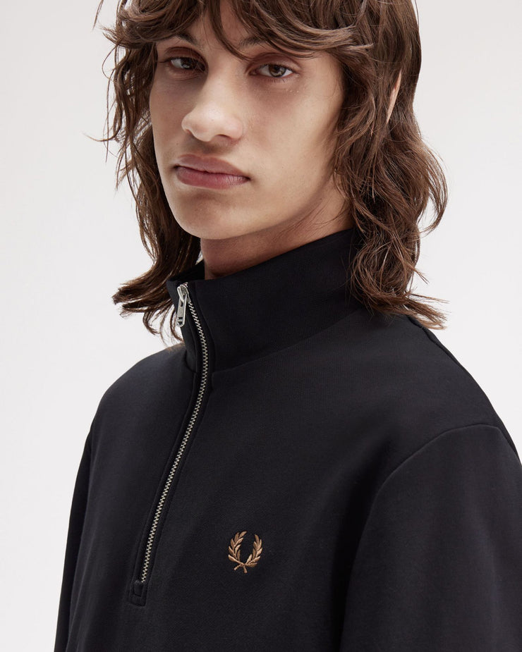 Fred Perry Half Zip Sweatshirt - Black / Shaded Stone | Fred Perry Sweaters & Knitwear | JEANSTORE