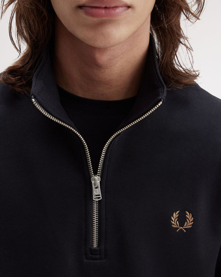 Fred Perry Half Zip Sweatshirt - Black / Shaded Stone | Fred Perry Sweaters & Knitwear | JEANSTORE