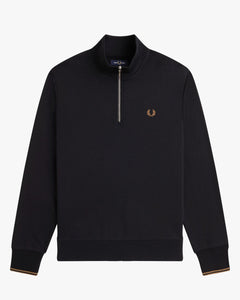 Fred Perry Half Zip Sweatshirt - Black / Shaded Stone
