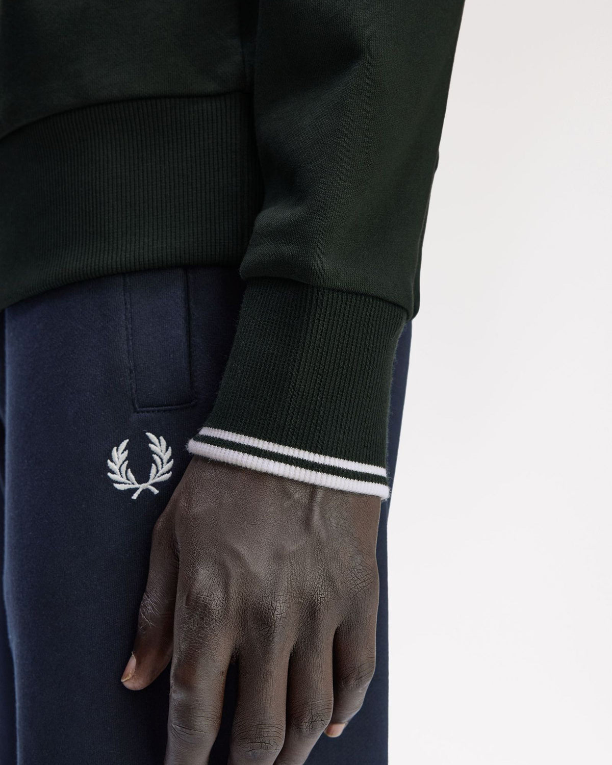 Fred Perry Half Zip Sweatshirt - Night Green / Snow White | Fred Perry Sweaters & Knitwear | JEANSTORE